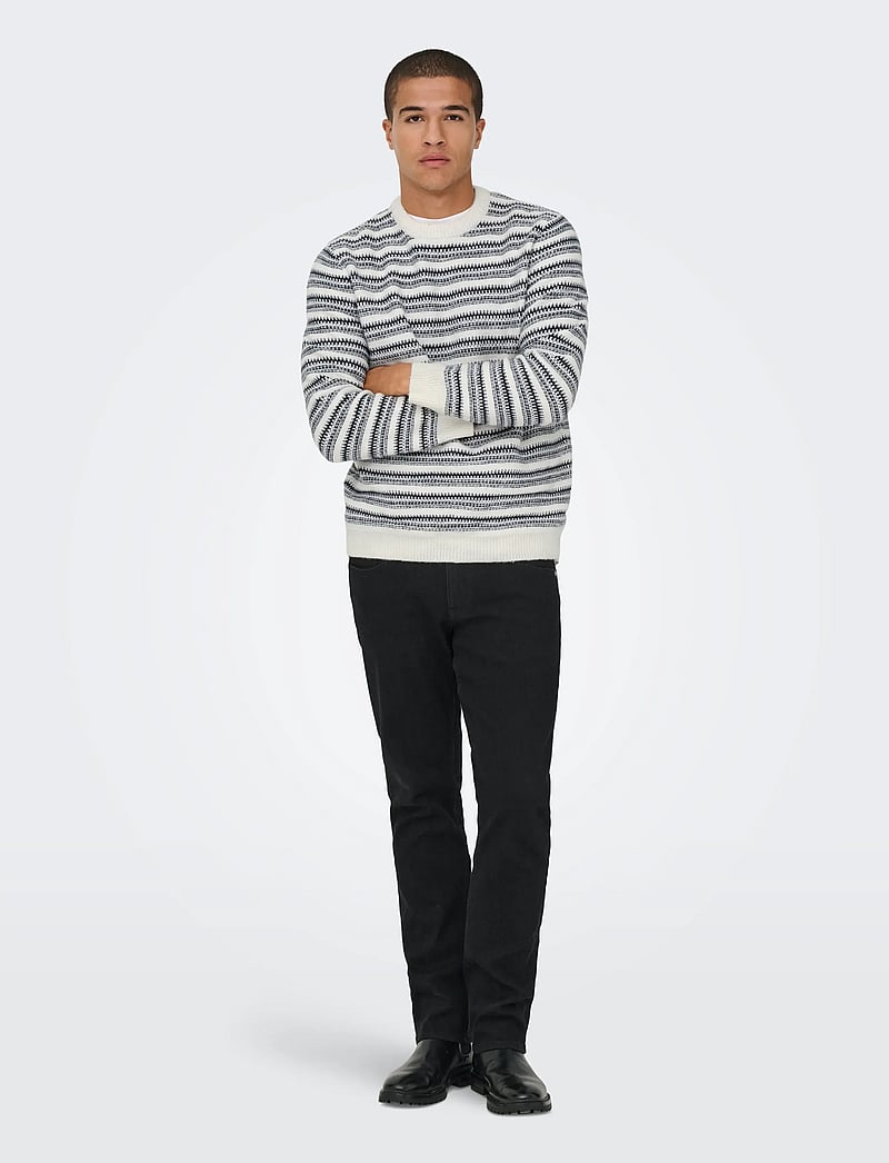 ONLY & SONS - ONSMING LIFE REG LS CREW NECK KNIT - rundhals - cloud dancer - 0