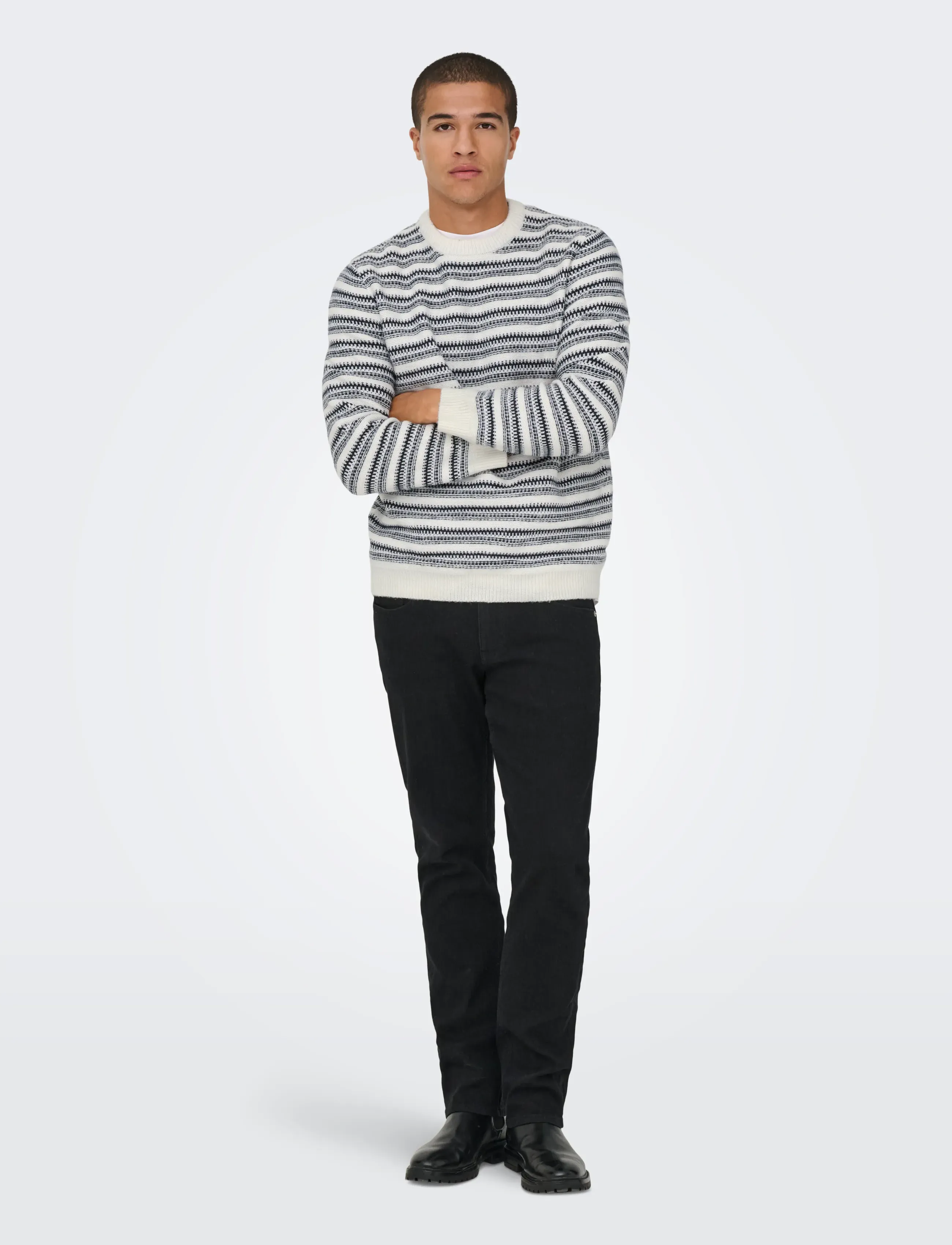 ONLY & SONS - ONSMING LIFE REG LS CREW NECK KNIT - kringlótt hálsmál - cloud dancer - 0