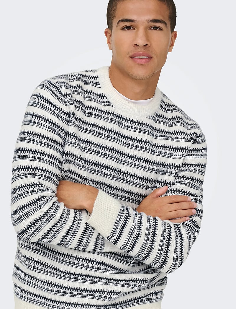 ONLY & SONS - ONSMING LIFE REG LS CREW NECK KNIT - rundhals - cloud dancer - 4