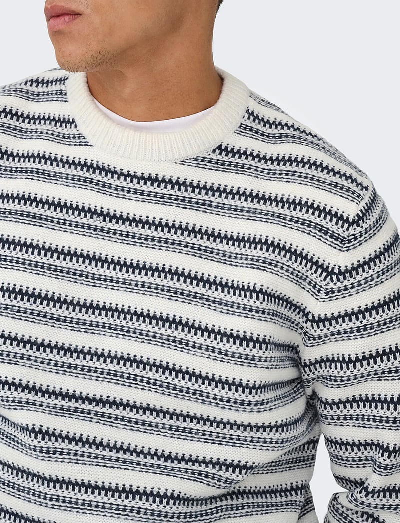 ONLY & SONS - ONSMING LIFE REG LS CREW NECK KNIT - rundhals - cloud dancer - 5