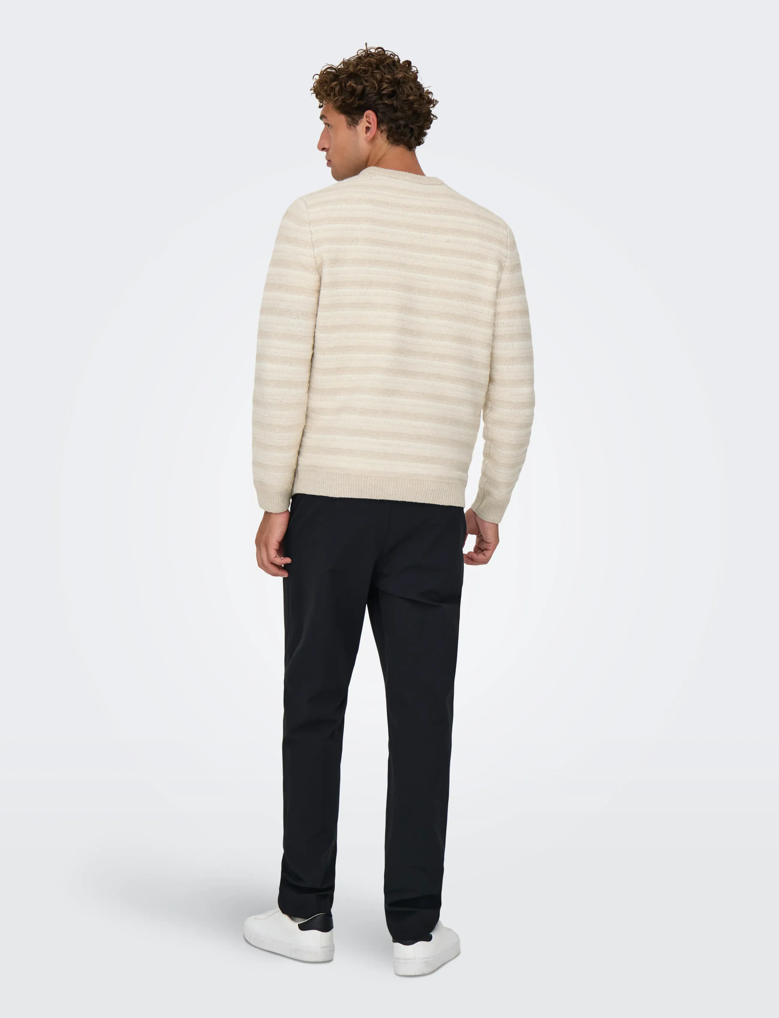 ONLY & SONS - ONSMING LIFE REG LS CREW NECK KNIT - round necks - silver lining - 3