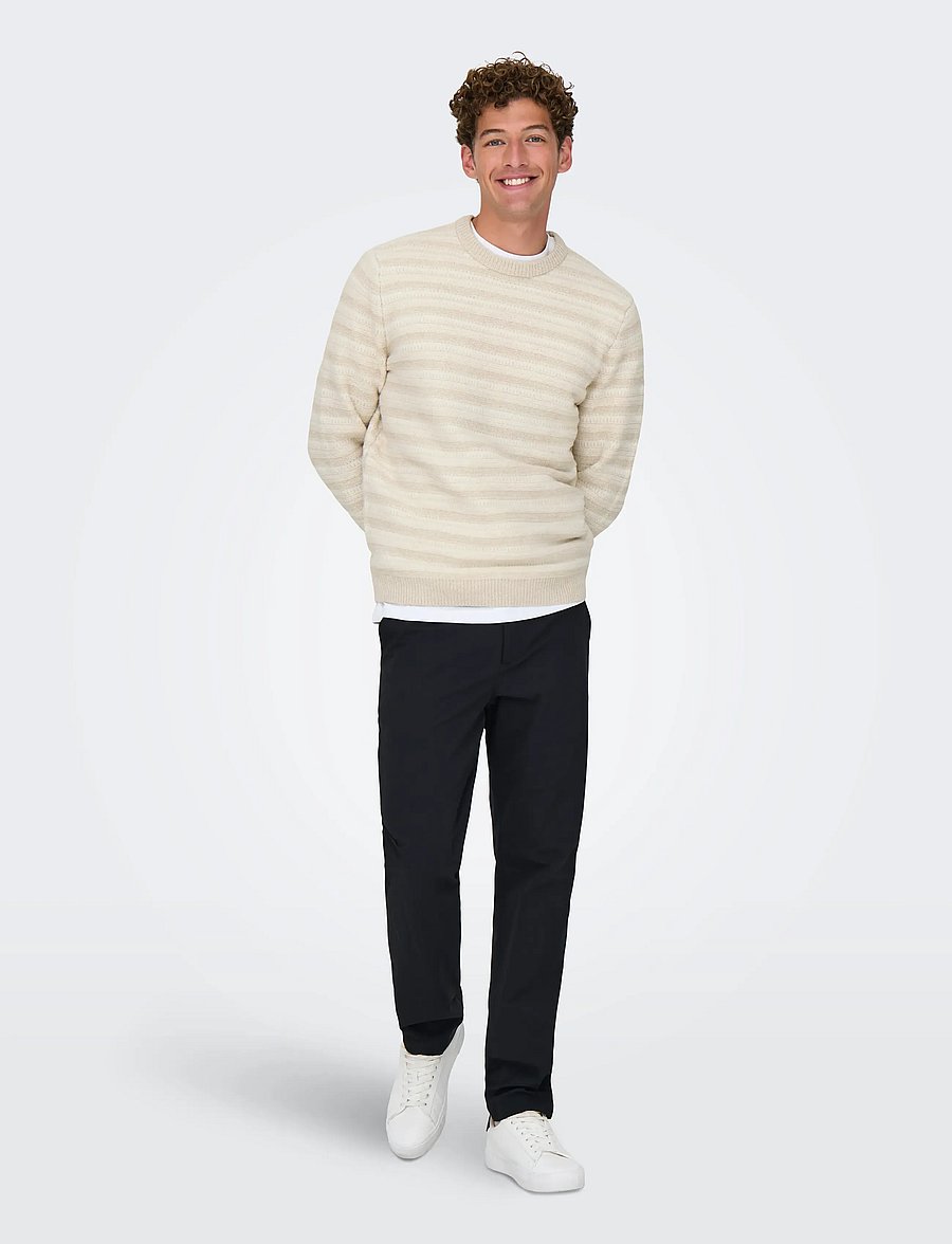 ONLY & SONS - ONSMING LIFE REG LS CREW NECK KNIT - Ümmarguse kaelusega kudumid - silver lining - 5