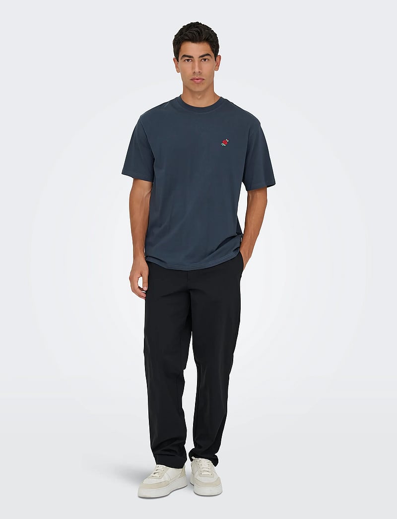 ONLY & SONS - ONSFRED LIFE OPT 4 RLX SS TEE VD - kortärmade t-shirts - blue nights - 4