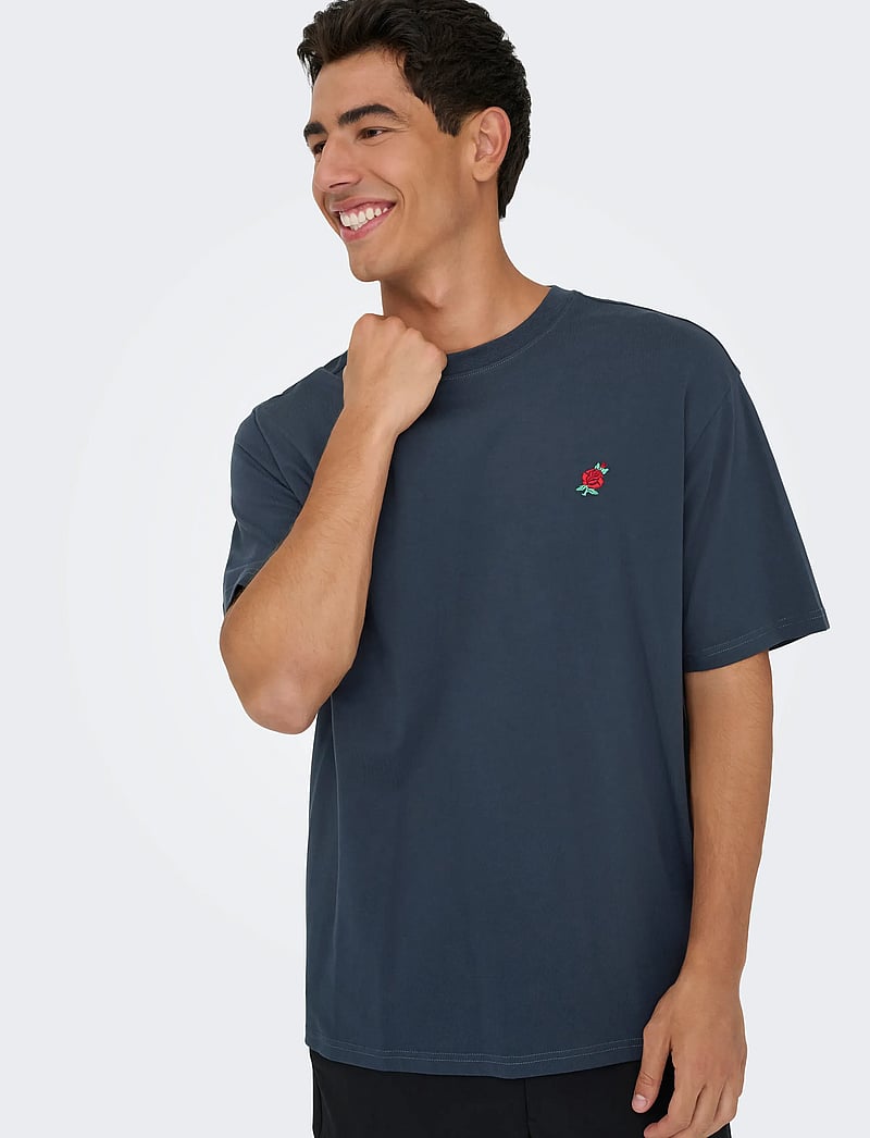 ONLY & SONS - ONSFRED LIFE OPT 4 RLX SS TEE VD - kortärmade t-shirts - blue nights - 5