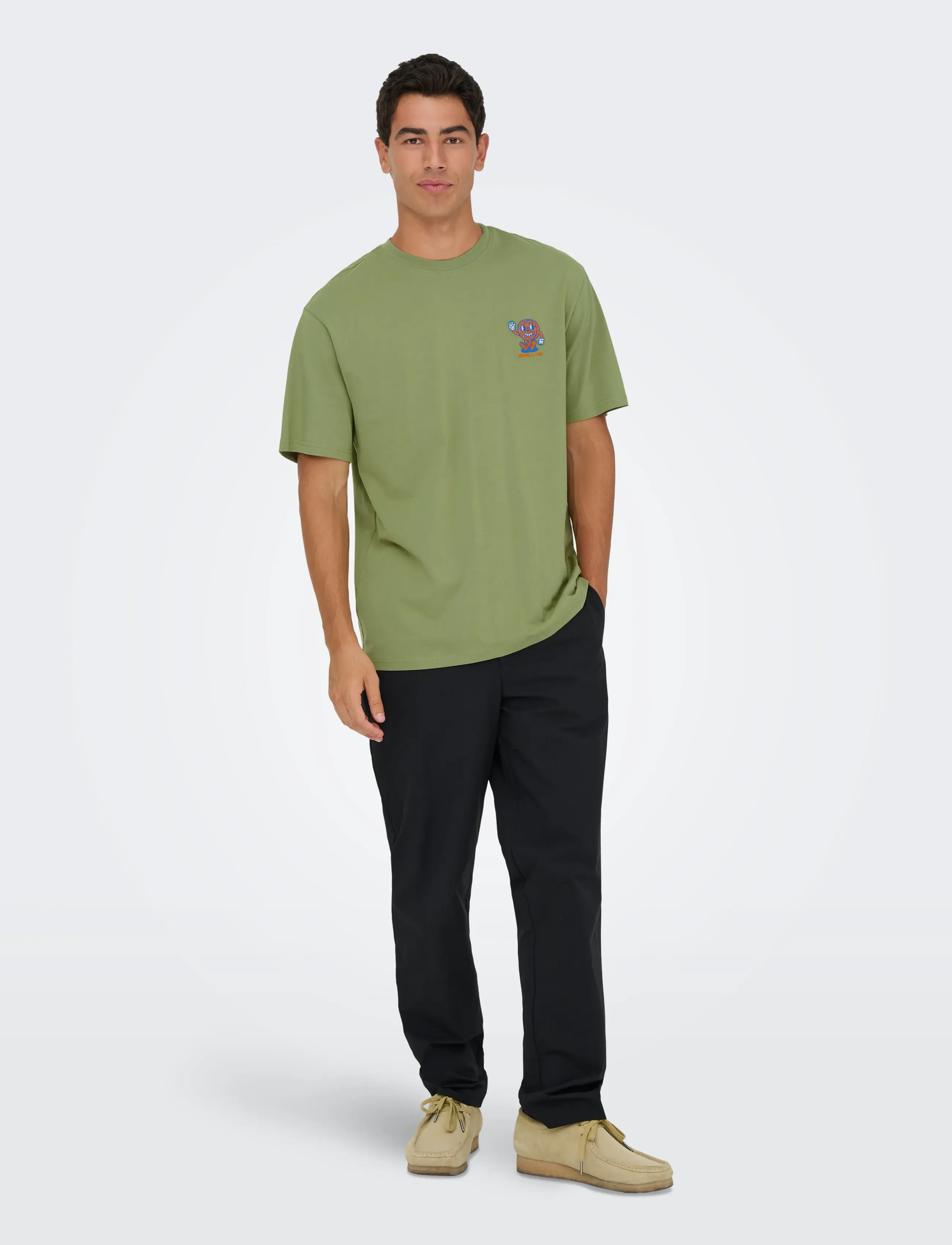 ONLY & SONS - ONSFRED LIFE OPT 4 RLX SS TEE VD - kortärmade t-shirts - oil green - 4