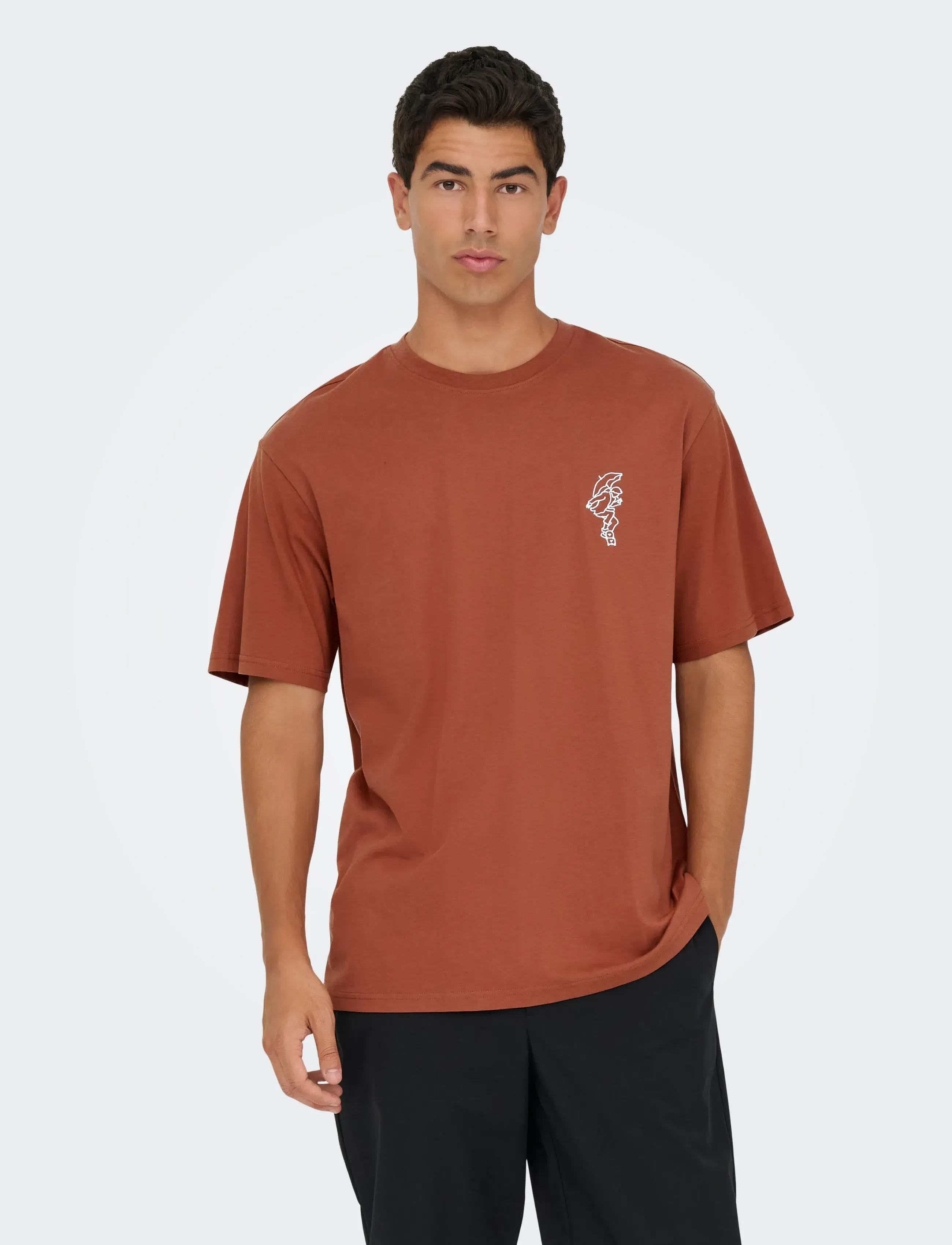 ONLY & SONS ONSFRED LIFE OPT 4 RLX SS TEE VD - T-shirts - SEQUOIA / brown