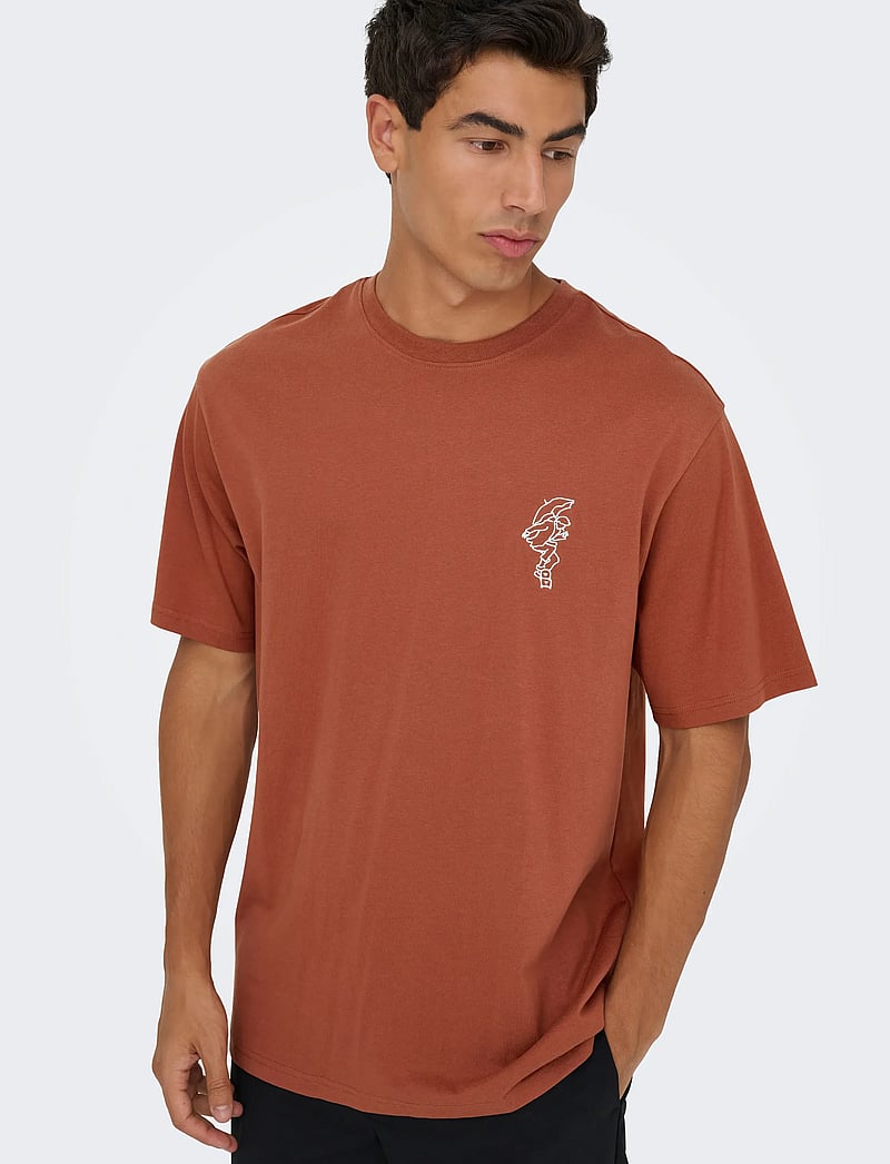 ONLY & SONS - ONSFRED LIFE OPT 4 RLX SS TEE VD - lühikeste varrukatega t-särgid - sequoia - 5