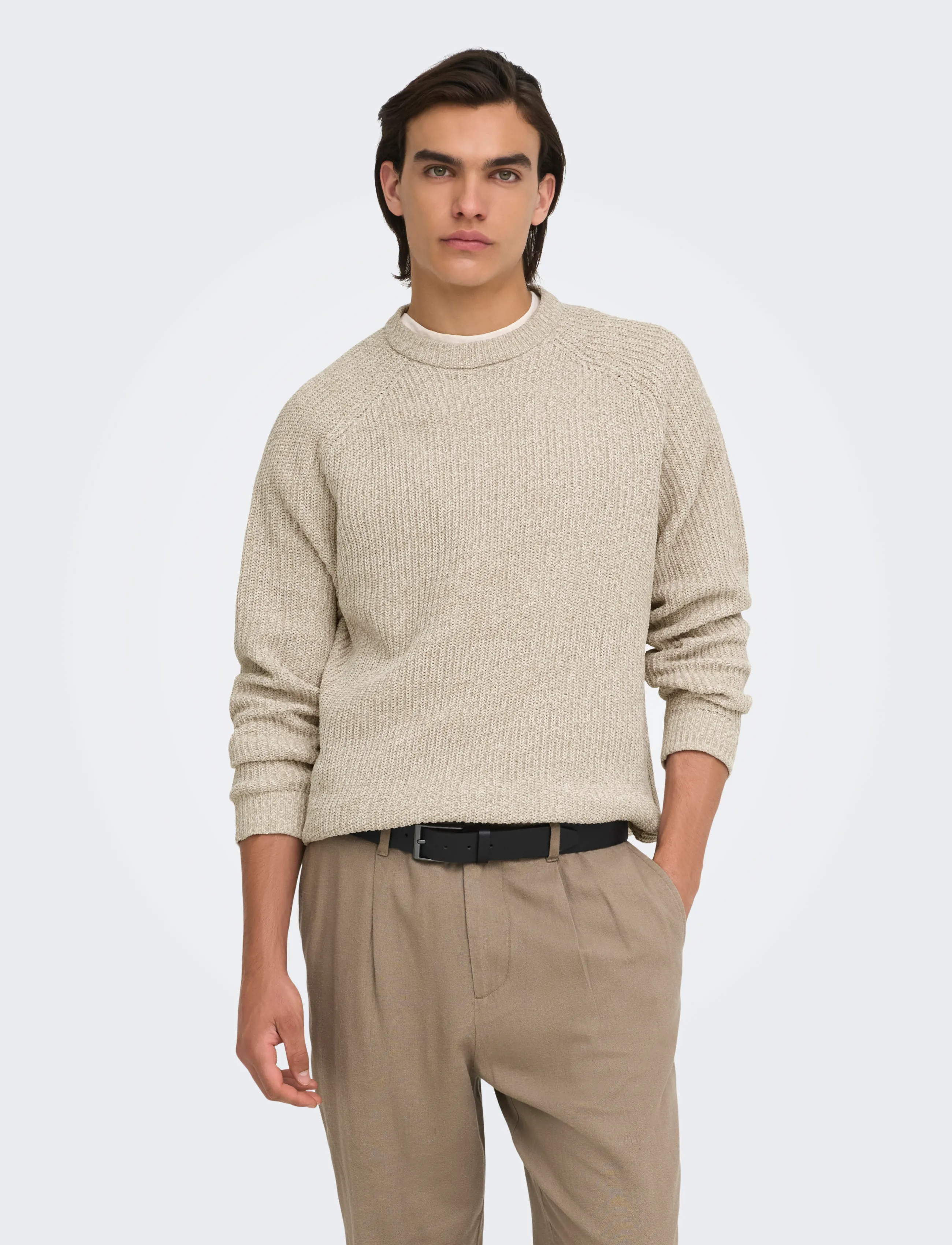 ONLY & SONS ONSJOIN RLX LS RAGLAN KNIT - Kollektioner - SILVER LINING / beige