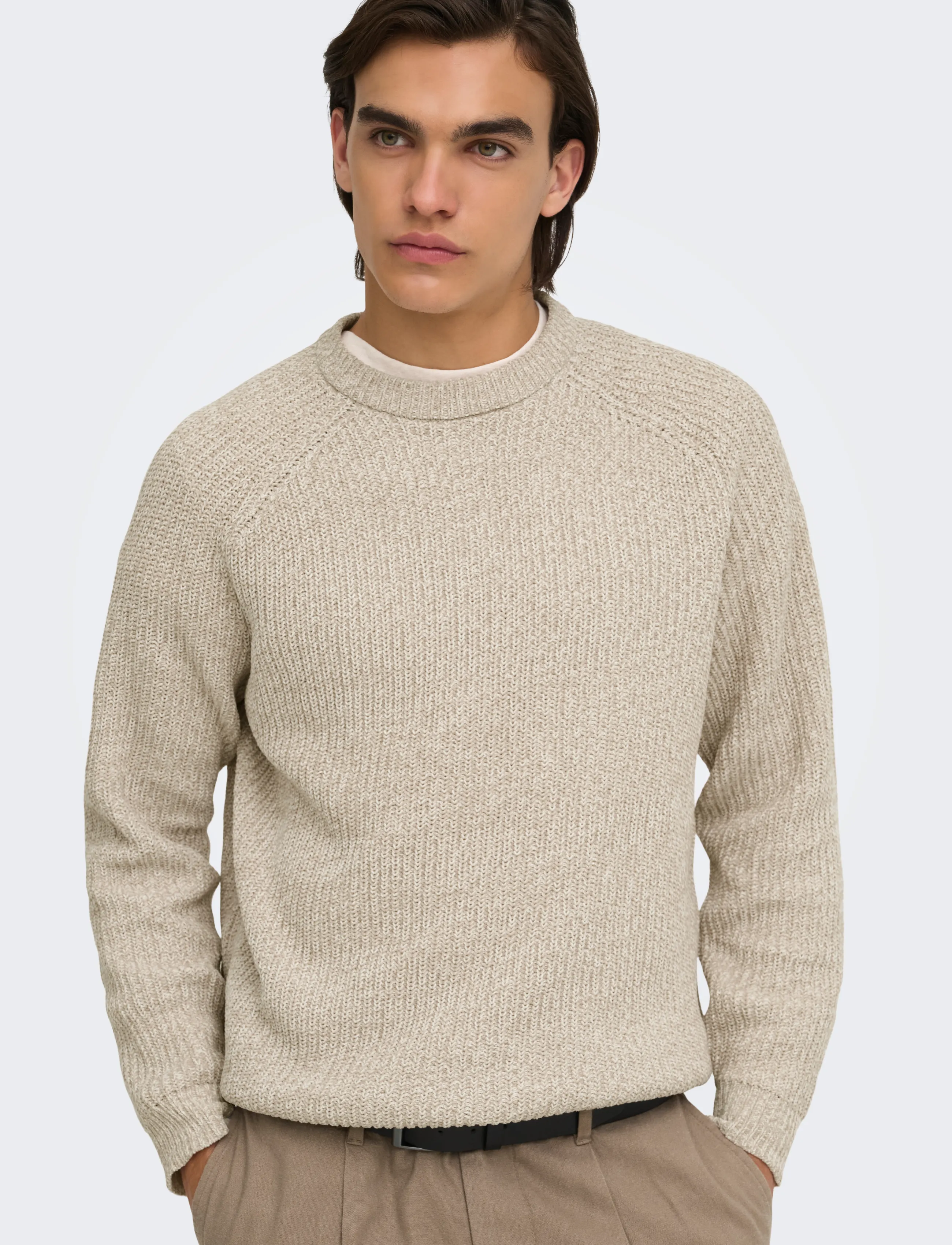 ONLY & SONS - ONSJOIN RLX LS RAGLAN KNIT - silver lining - 5
