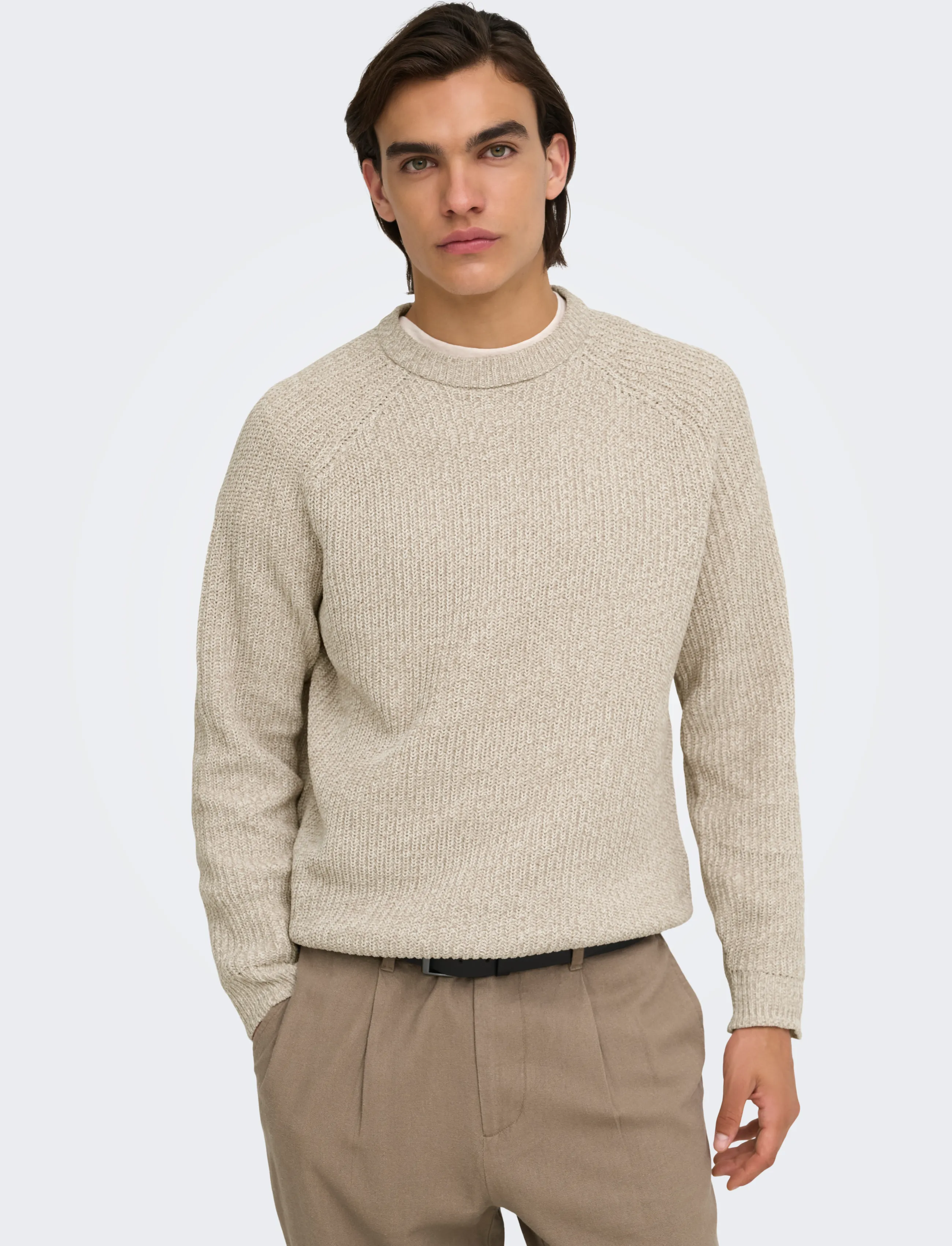 ONLY & SONS ONSJOIN RLX LS RAGLAN KNIT - Streetstyle - SILVER LINING / beige