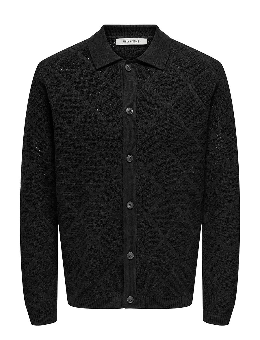 ONLY & SONS - ONSMAP LIFE REG CARDIGAN KNIT - koftor - black - 1
