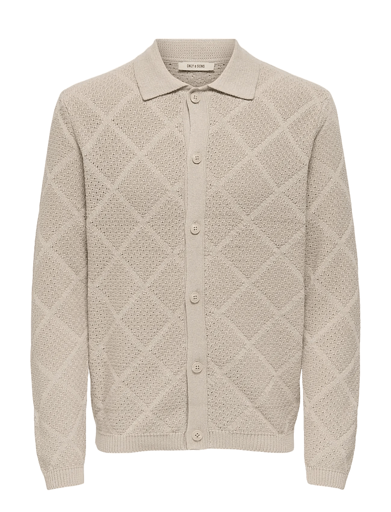 ONLY & SONS - ONSMAP LIFE REG CARDIGAN KNIT - koftor - silver lining - 0