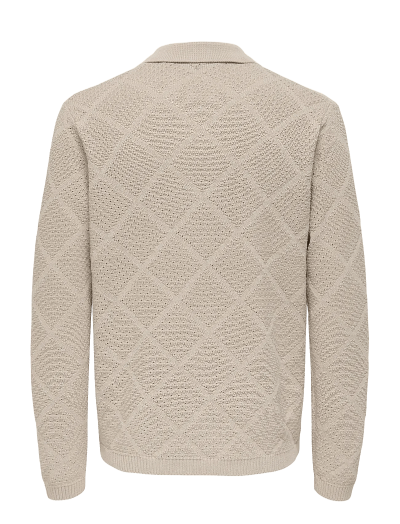 ONLY & SONS - ONSMAP LIFE REG CARDIGAN KNIT - koftor - silver lining - 1