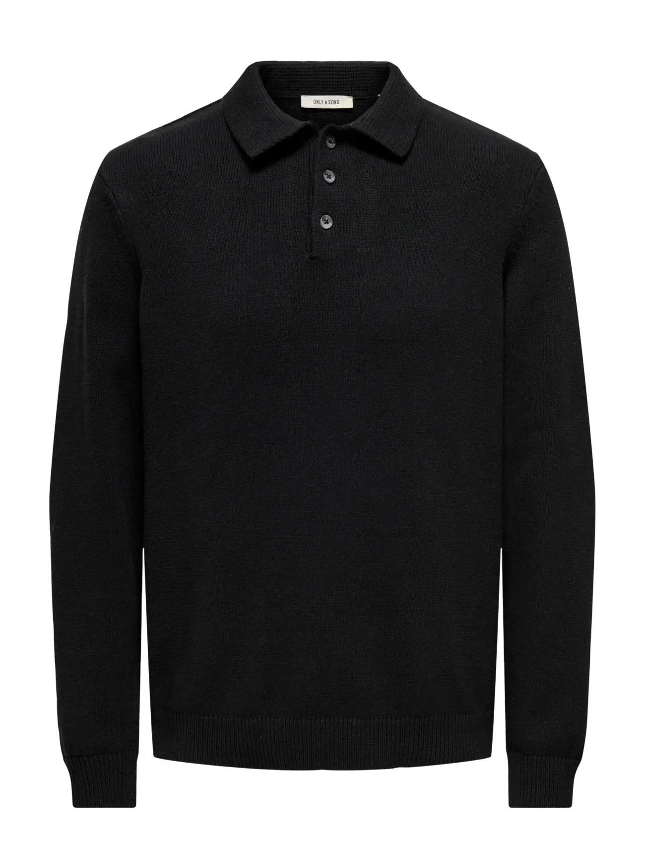 ONLY & SONS ONSHOPE RLX  LS POLO KNIT LIFE - Stickat - BLACK / black