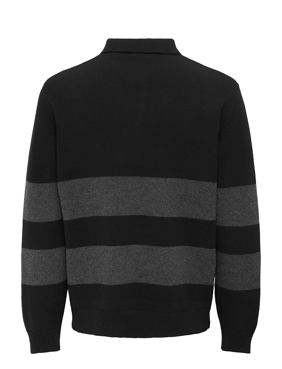 ONLY & SONS - ONSHOPE RLX LS POLO KNIT LIFE - langärmelige gestrickte polohemden - black - 2