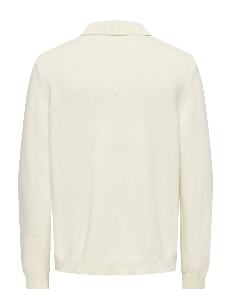 ONLY & SONS - ONSHOPE RLX LS POLO KNIT LIFE - gestrickte polohemden - egret - 1
