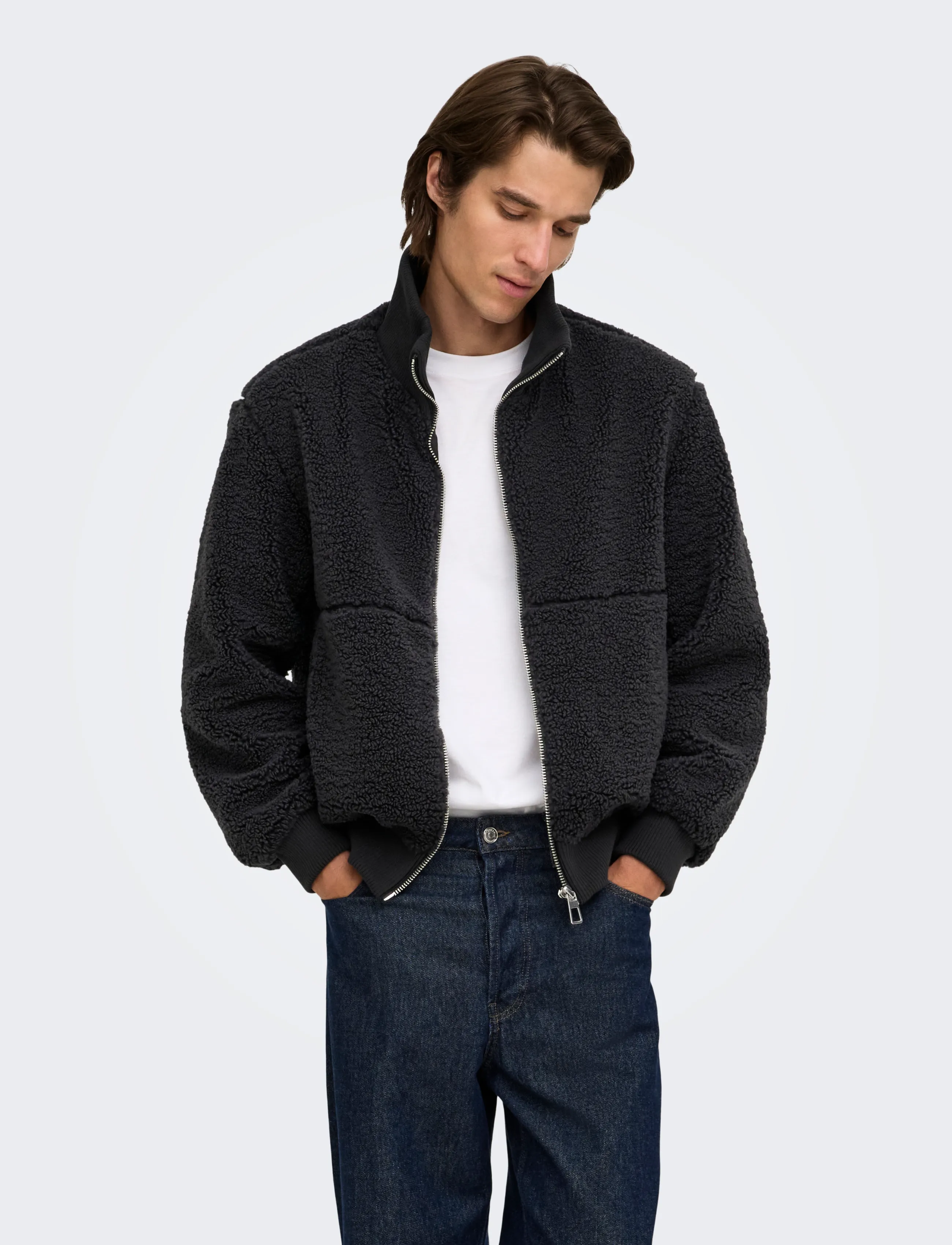 ONLY & SONS ONSRAY SHERPA JACKET OTW VD - Clothing - PHANTOM / grey