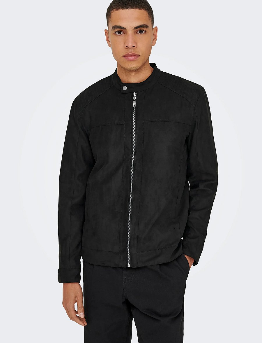 ONLY & SONS - ONSMIKE FAKE SUEDE JACKET OTW - höstjackor - black - 4
