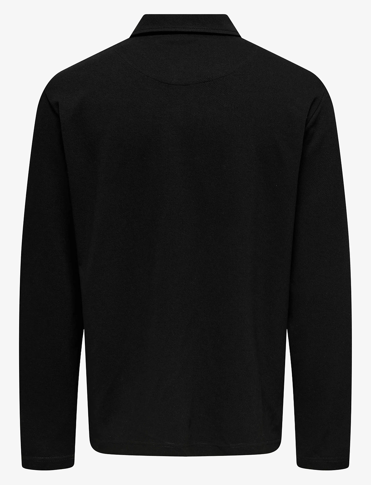 ONLY & SONS - ONSNEWKODYL REG HALF ZIP POLO SWEAT VD - långärmade pikéer - jet black - 1