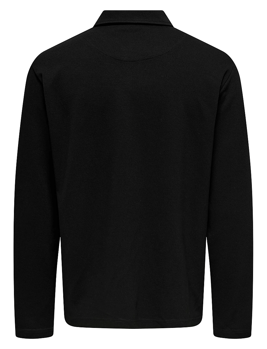 ONLY & SONS - ONSNEWKODYL REG HALF ZIP POLO SWEAT VD - langærmede poloer - jet black - 1