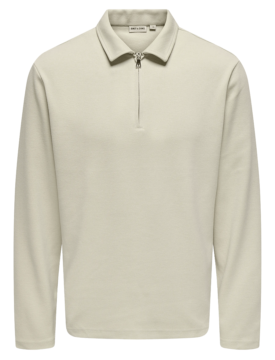 ONLY & SONS - ONSNEWKODYL REG HALF ZIP POLO SWEAT VD - langærmede poloer - silver lining - 0