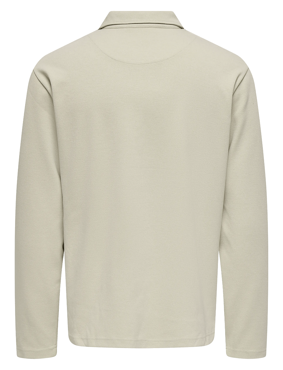 ONLY & SONS - ONSNEWKODYL REG HALF ZIP POLO SWEAT VD - langærmede poloer - silver lining - 1