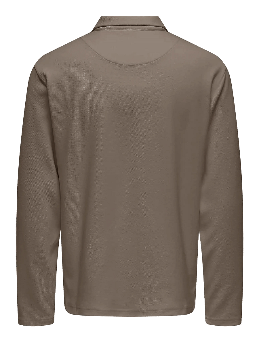 ONLY & SONS - ONSNEWKODYL REG HALF ZIP POLO SWEAT VD - langærmede poloer - walnut - 1