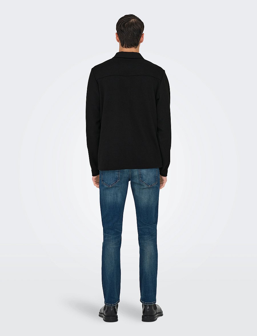 ONLY & SONS - ONSNEWKODYL REG ZIP SWEAT VD - Überhemden - jet black - 3