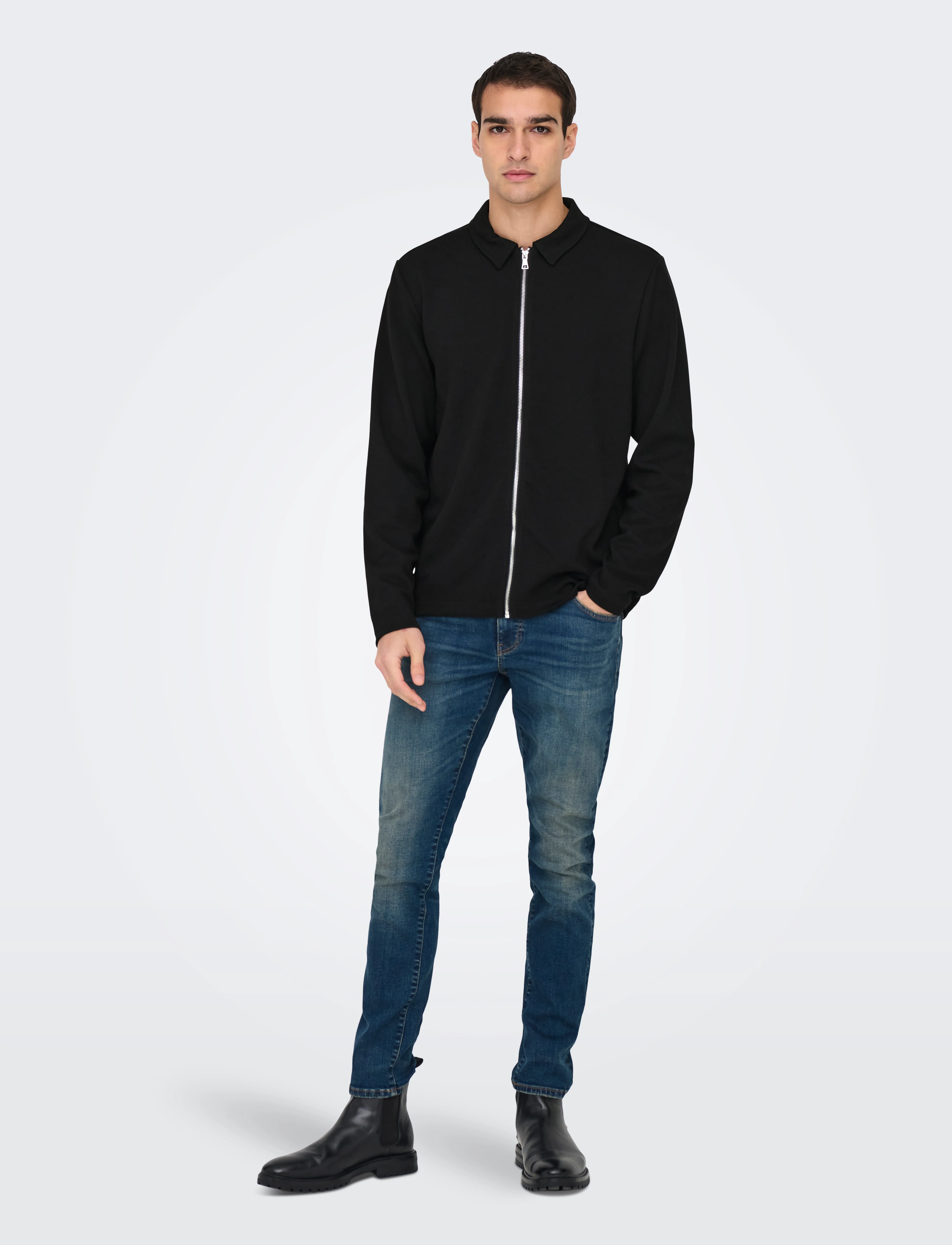 ONLY & SONS - ONSNEWKODYL REG ZIP SWEAT VD - collections - jet black - 4