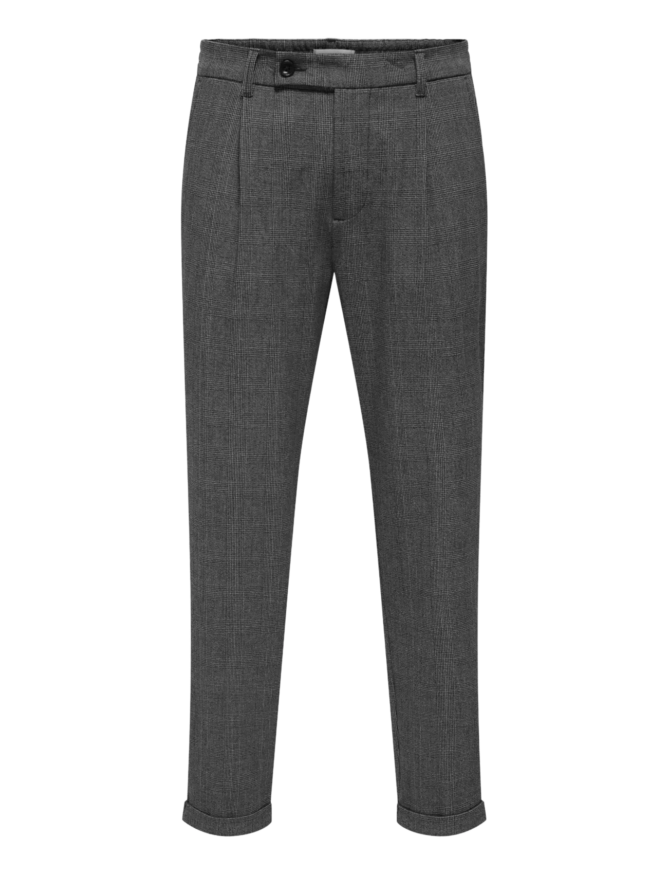 ONLY & SONS ONSLOU KALEB SLIM TAPER CHECK 0365 PANT - Byxor - BLACK / grey