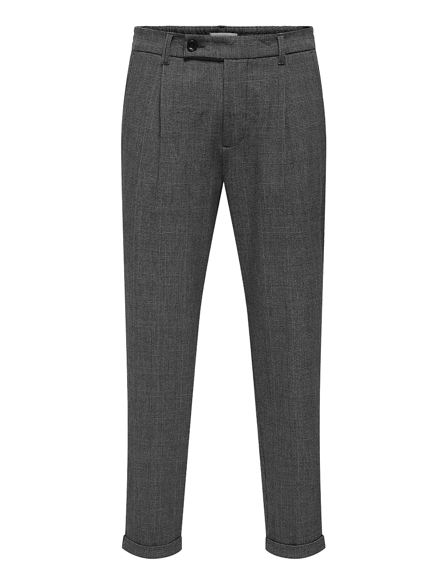 ONLY & SONS - ONSLOU KALEB SLIM TAPER CHECK 0365 PANT - chino-buxur - black - 0