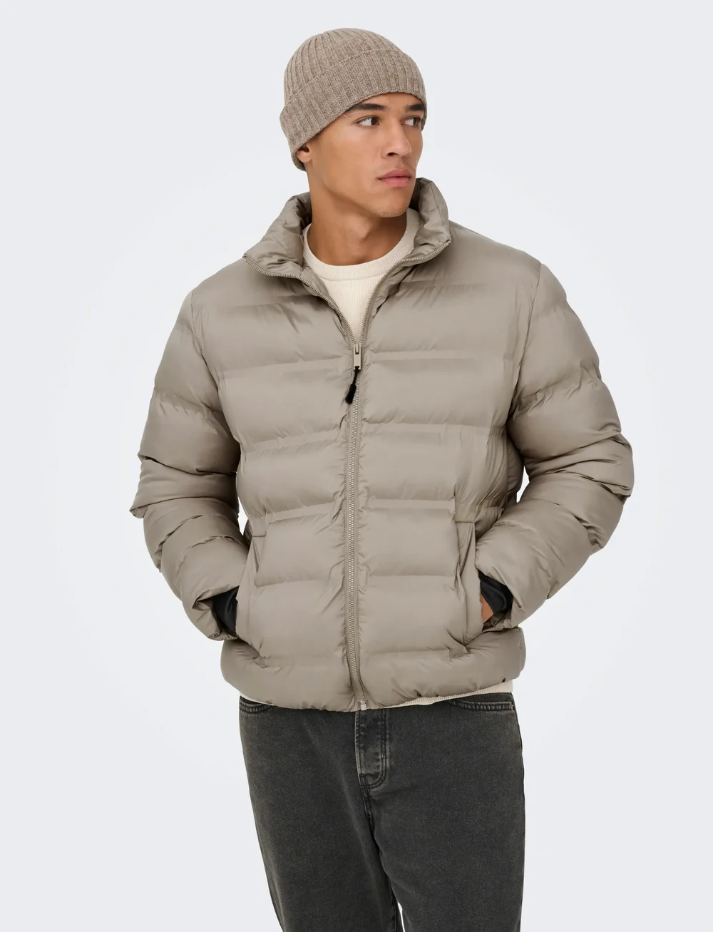 ONLY & SONS - ONSUNION SEAMLESS LIFE PUFFER JACKET OTW - talvitakit - desert taupe - 0