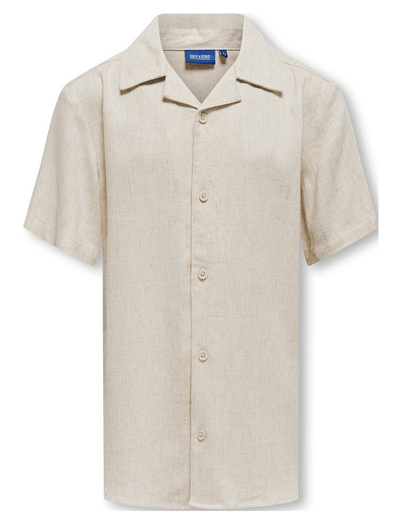 ONLY & SONS - OSJKARI SS SHIRT VISC LIN 0075 RESORT - kurzärmlige hemden - oatmeal - 0
