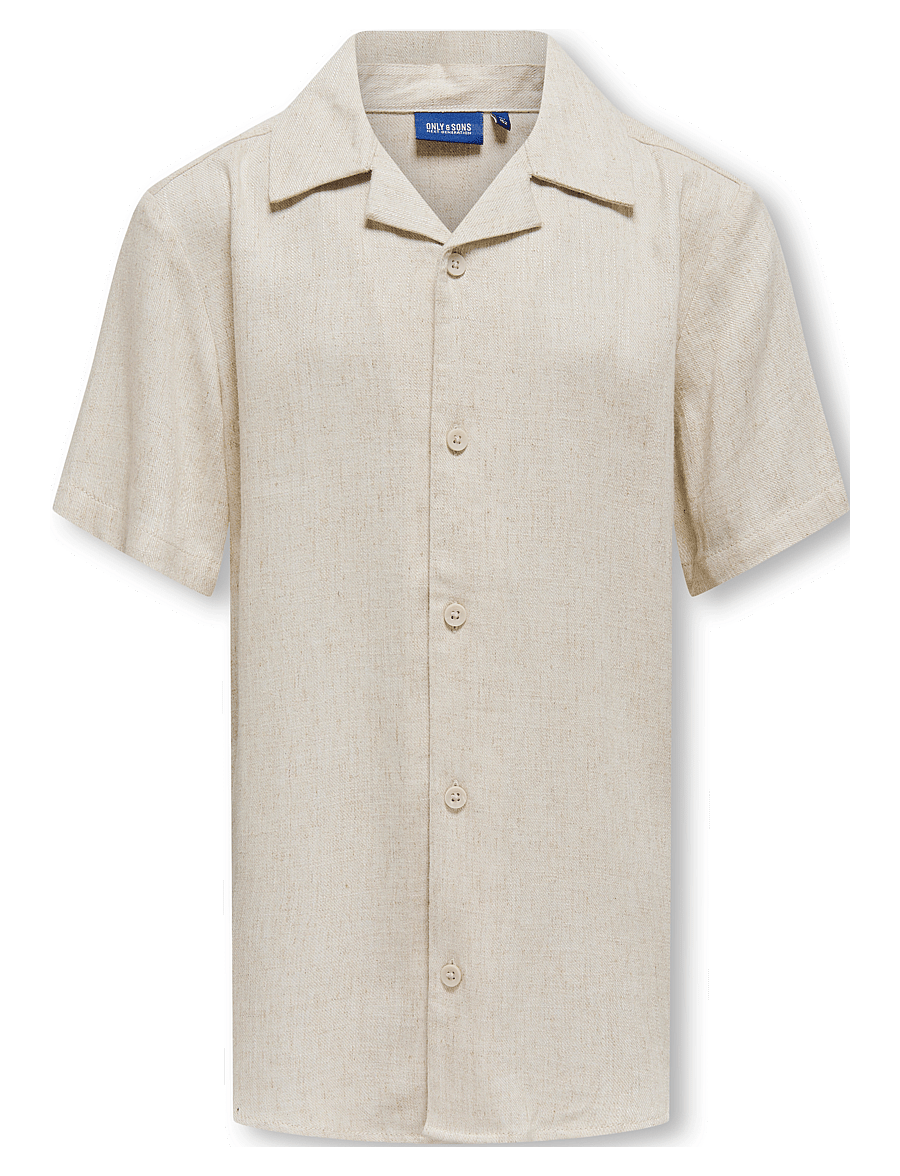 ONLY & SONS - OSJKARI SS SHIRT VISC LIN 0075 RESORT - kurzärmlige hemden - oatmeal - 0