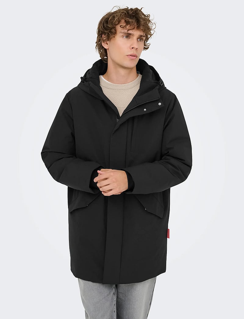 ONLY & SONS - ONSSAYN WATERPROOF STRETCH PARKA OTW - vinterjakker - black - 0