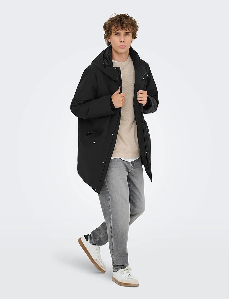 ONLY & SONS - ONSSAYN WATERPROOF STRETCH PARKA OTW - vinterjakker - black - 5