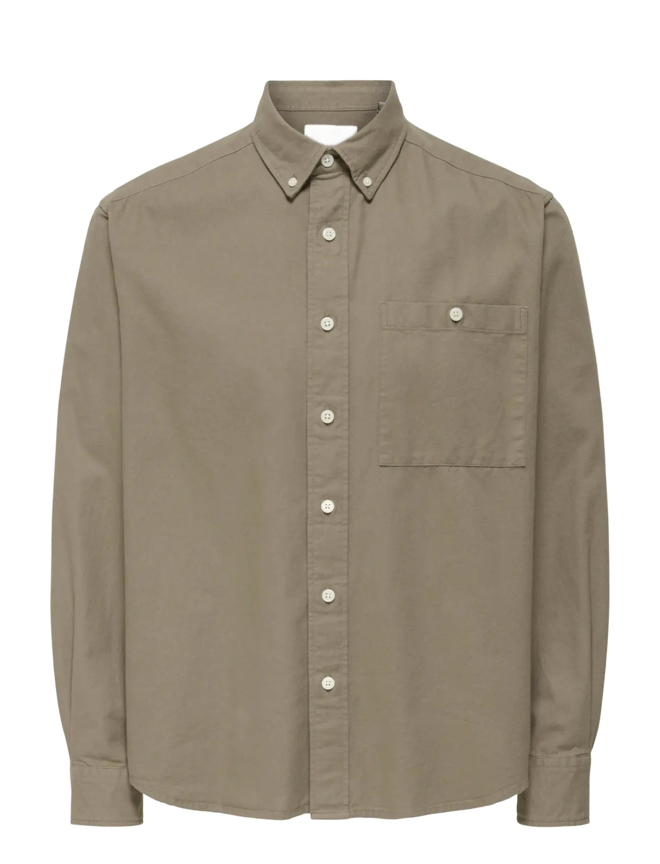 ONLY & SONS Onslennart Loose Oxford Shirt 0382, Mænd, Oxford Skjorte, Kakigrøn, Str: XL