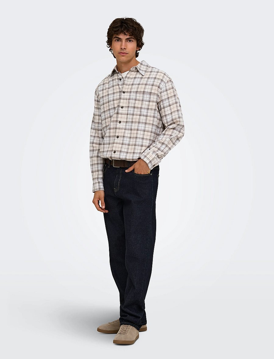 ONLY & SONS - ONSGUDMUND LOOSE LS CHECKED SHIRT - ternede skjorter - canteen - 4