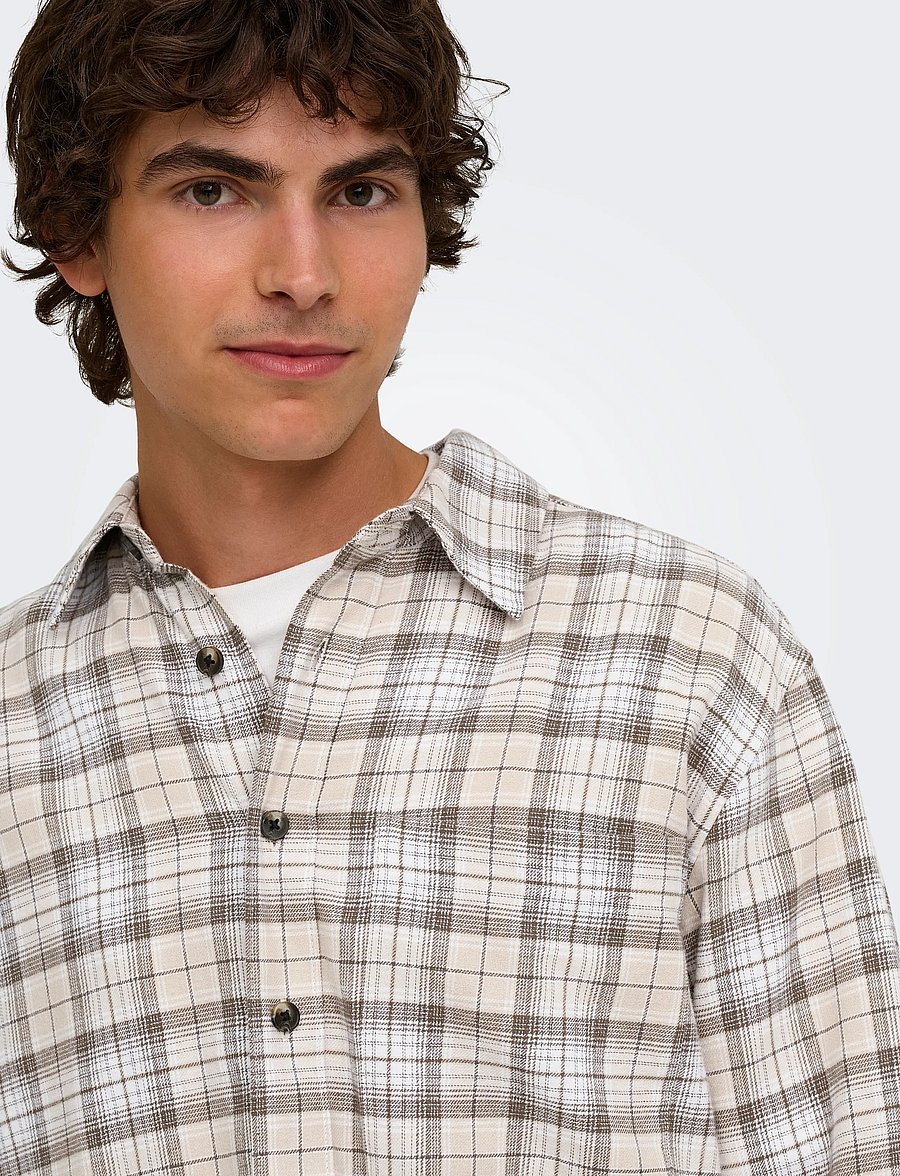 ONLY & SONS - ONSGUDMUND LOOSE LS CHECKED SHIRT - ternede skjorter - canteen - 5