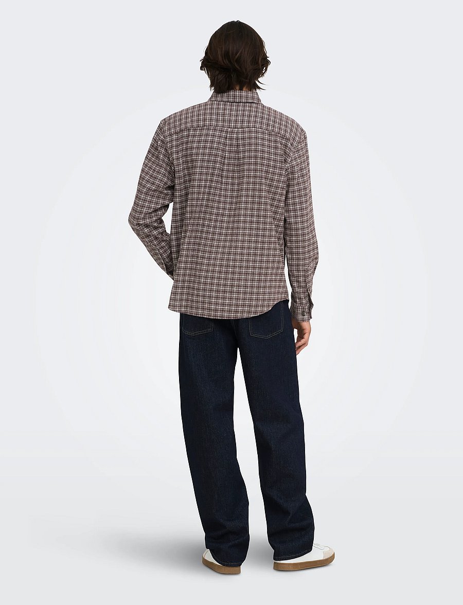 ONLY & SONS - ONSGUDMUND LOOSE LS CHECKED SHIRT - ternede skjorter - coffee bean - 3
