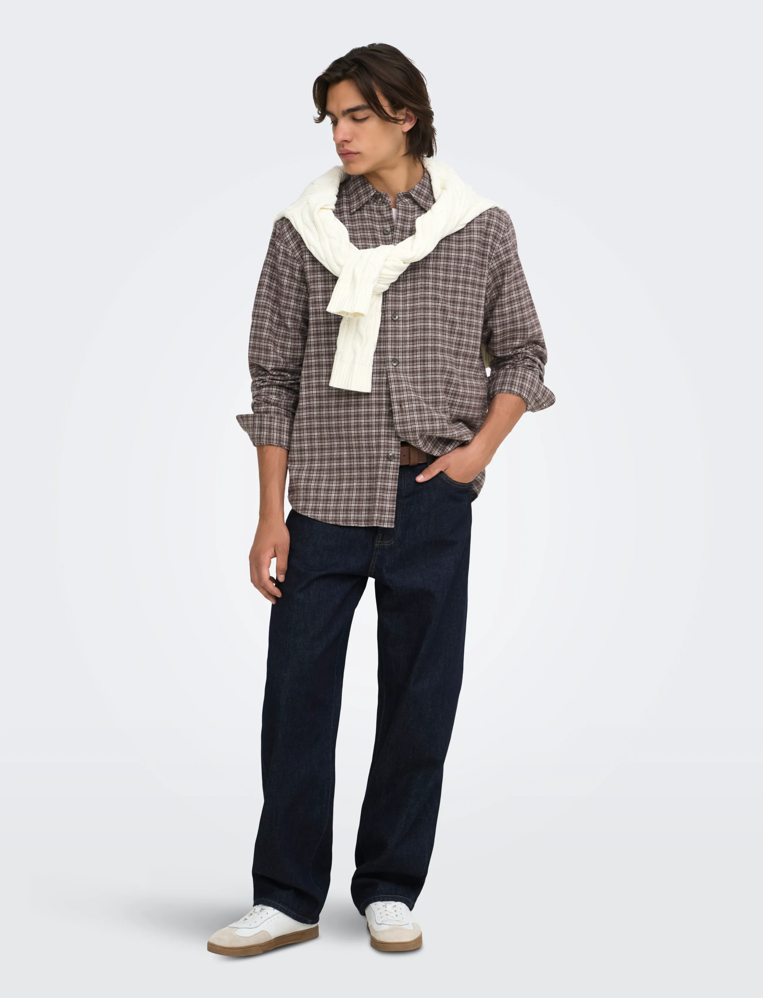 ONLY & SONS - ONSGUDMUND LOOSE LS CHECKED SHIRT - män - coffee bean - 4