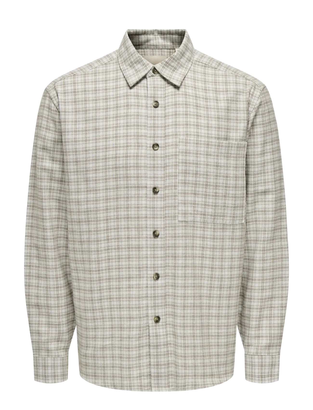 ONLY & SONS ONSGUDMUND LOOSE LS CHECKED SHIRT - ONLY & SONS - SKYWRITING / beige
