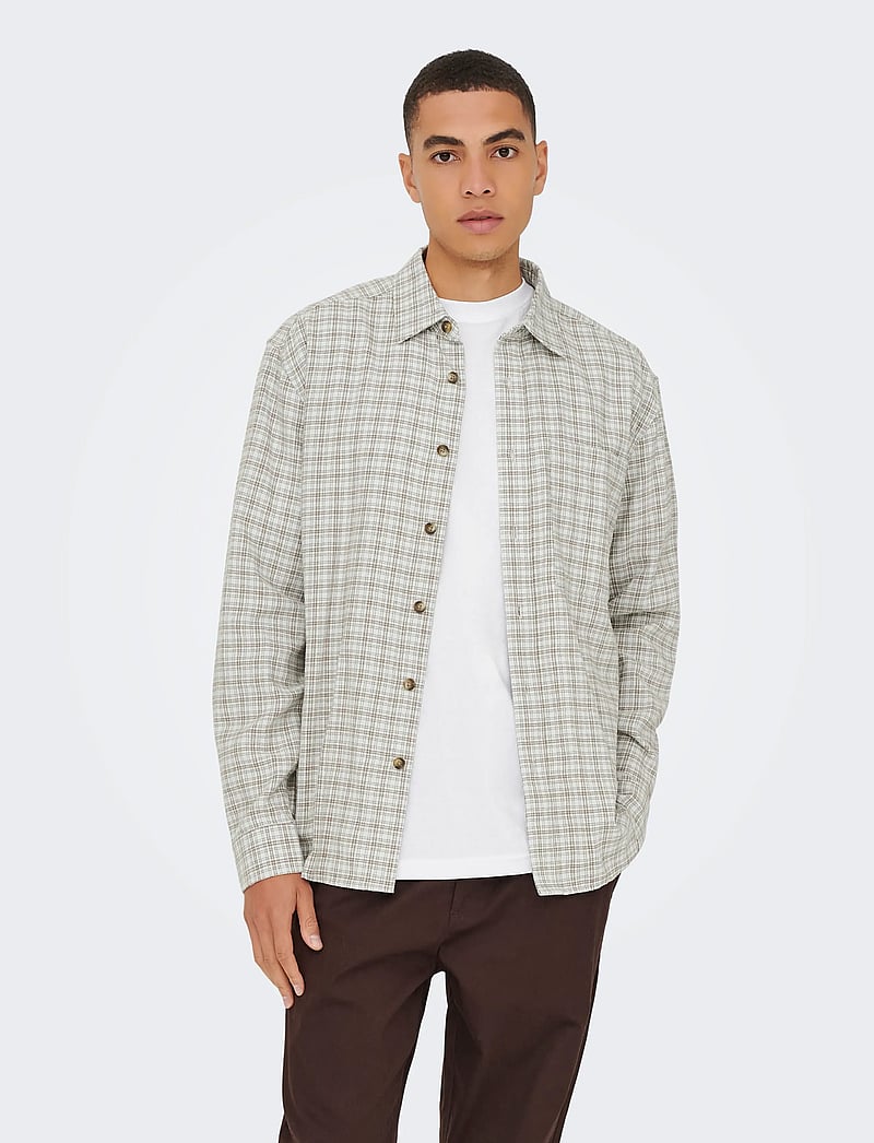ONLY & SONS - ONSGUDMUND LOOSE LS CHECKED SHIRT - karierte hemden - skywriting - 0
