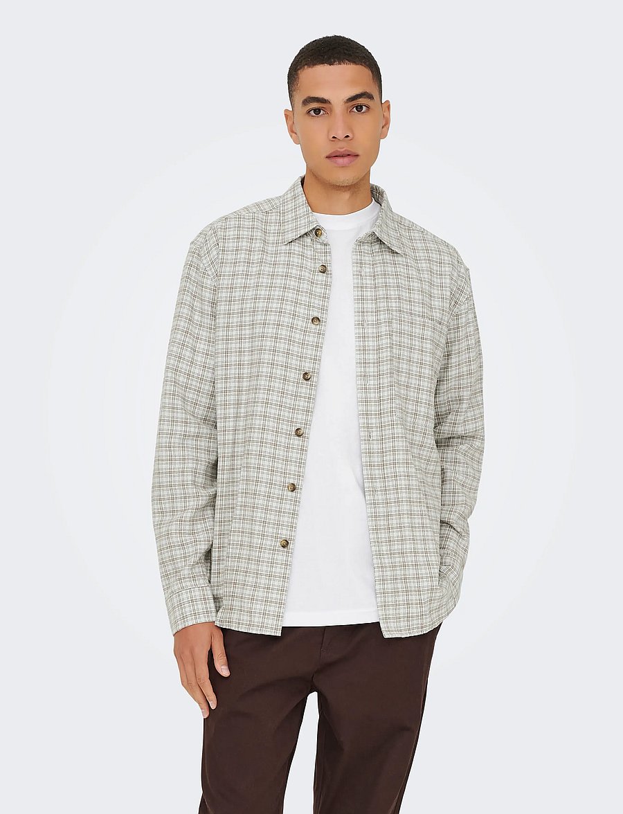 ONLY & SONS - ONSGUDMUND LOOSE LS CHECKED SHIRT - rutiga skjortor - skywriting - 0