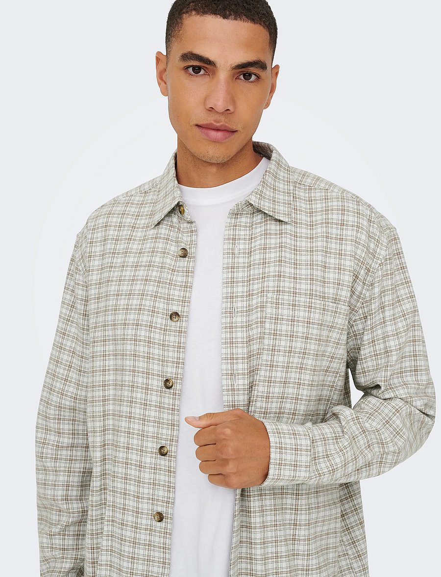 ONLY & SONS - ONSGUDMUND LOOSE LS CHECKED SHIRT - rutiga skjortor - skywriting - 4