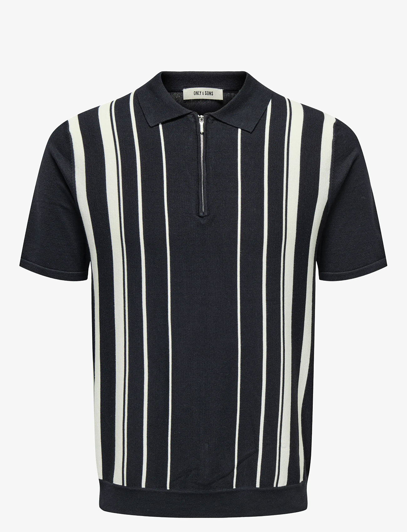ONLY & SONS - ONSWYLER MAX LIFE REG 14SS ZIP POLO KNIT - stickade pikéer - dark navy - 0