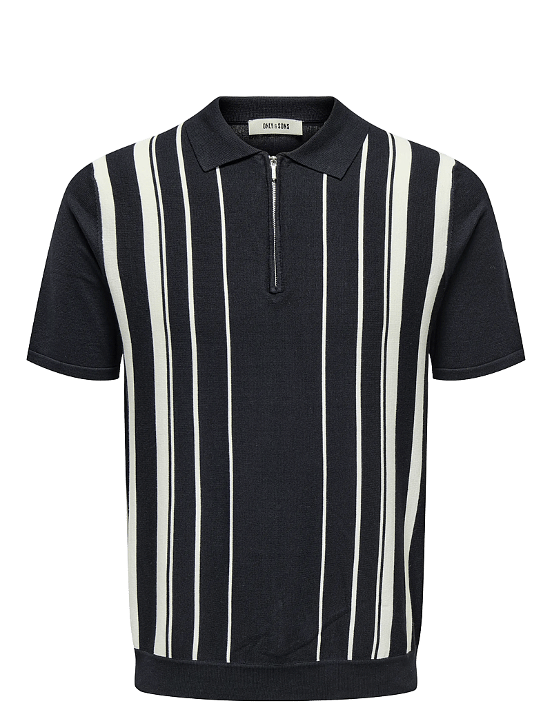 ONLY & SONS - ONSWYLER MAX LIFE REG 14SS ZIP POLO KNIT - gestrickte polohemden - dark navy - 0
