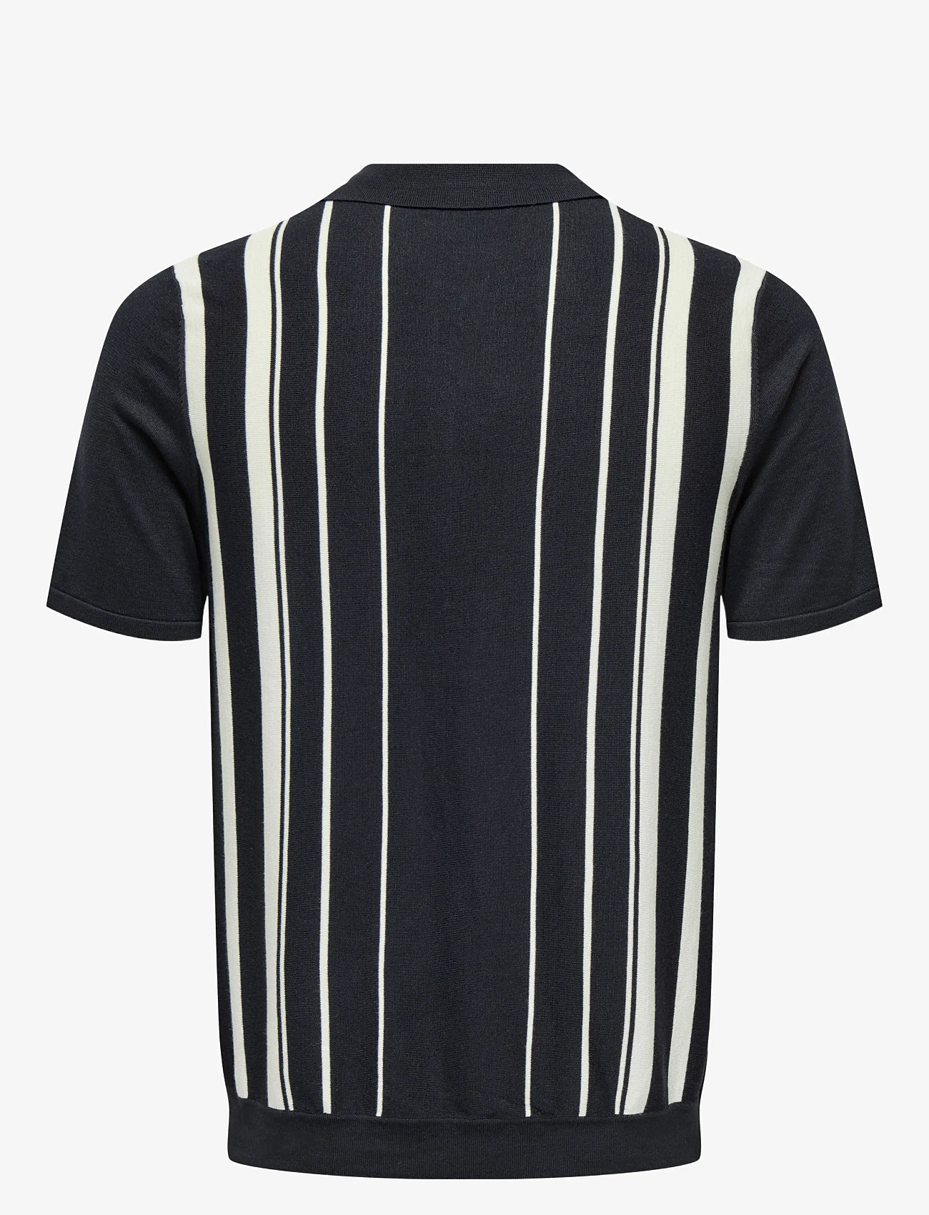 ONLY & SONS - ONSWYLER MAX LIFE REG 14SS ZIP POLO KNIT - stickade pikéer - dark navy - 1
