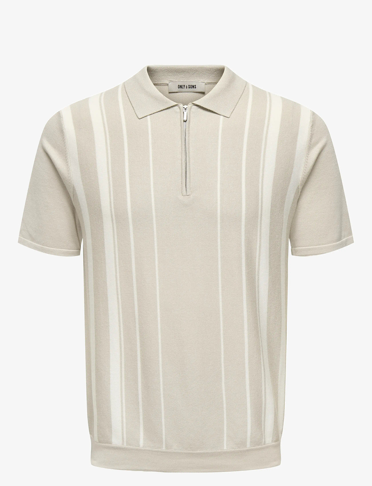 ONLY & SONS - ONSWYLER MAX LIFE REG 14SS ZIP POLO KNIT - gestrickte polohemden - silver lining - 0