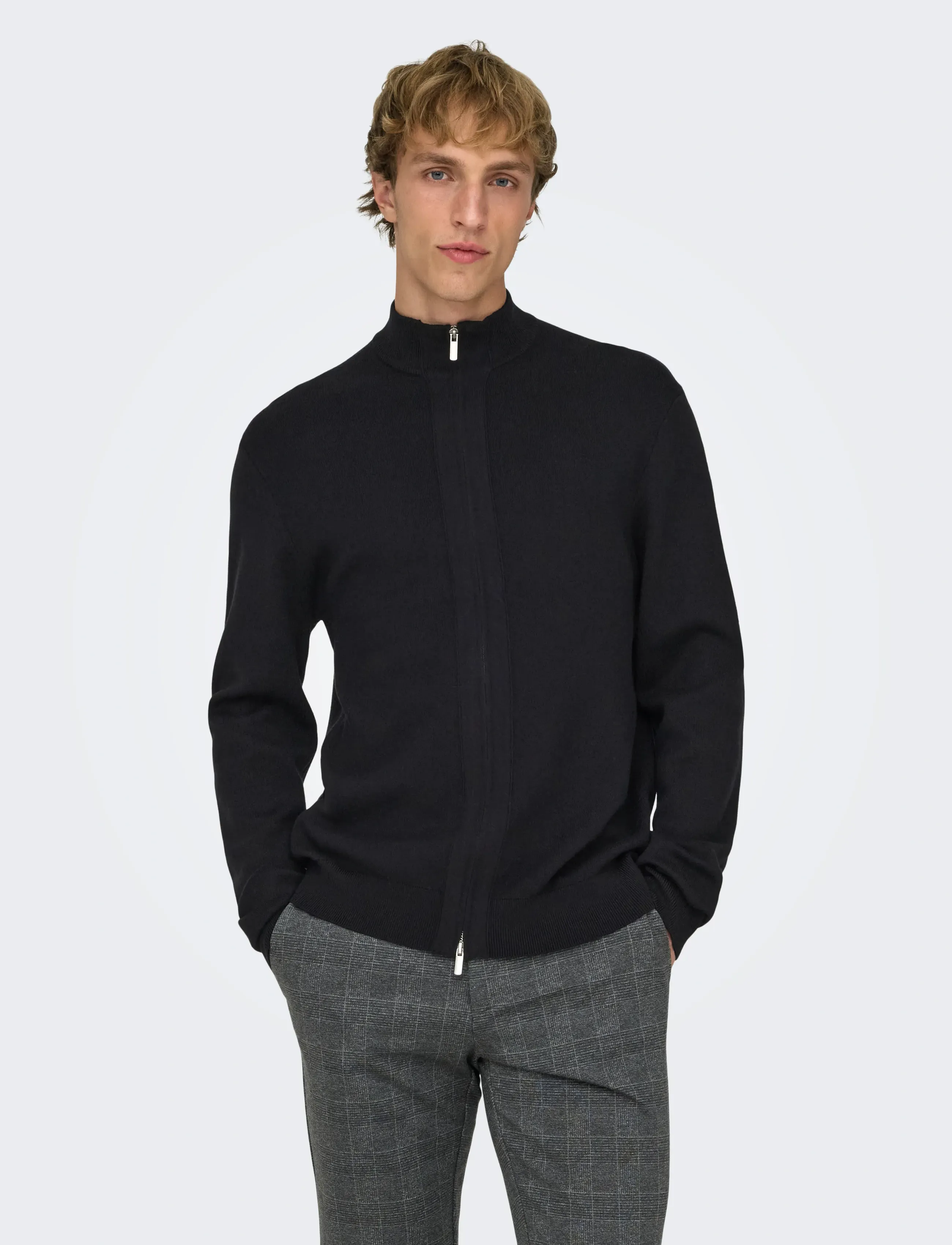 ONLY & SONS Onscooper Reg Ls 12 Cardigan Knit Frml, L, Black, Strik > Cardigans, Herre